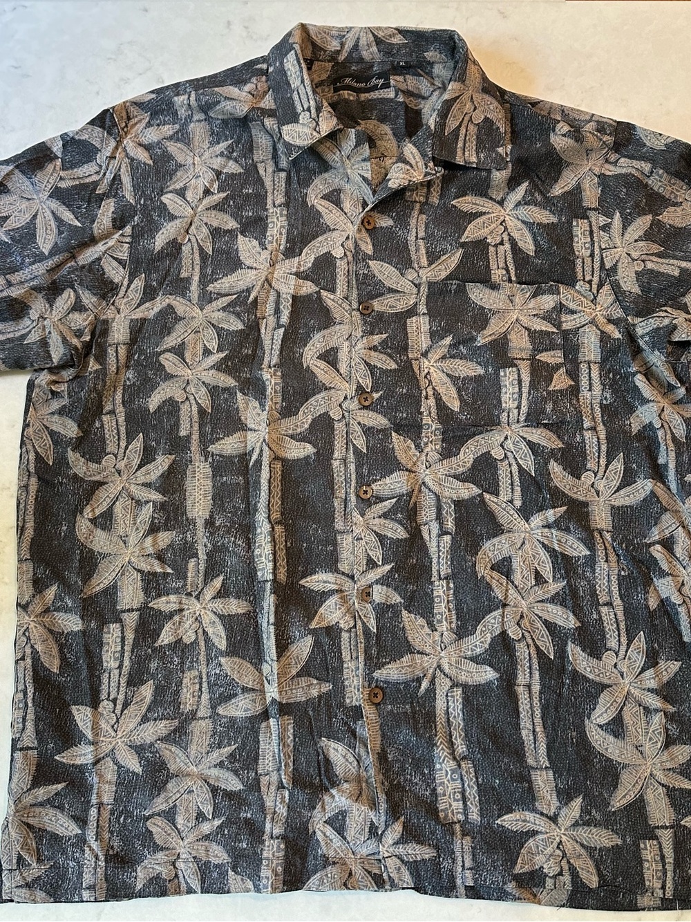 Milano Bay Men’s Black Tan Short Sleeve Tropical Hawaiian Vintage Shirt Sz XL